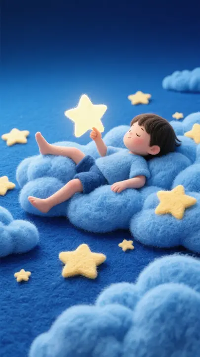 充满深蓝色调渐变的毛毡画